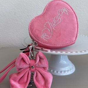 Juicy Couture Pink Velvet Heart Jewelry Pouch with Bow Charm